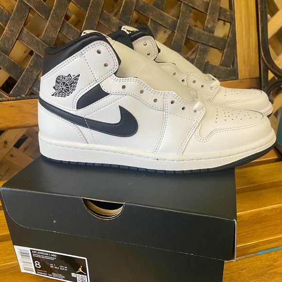 Jordan Other - Nike Air Jordan 1 Mid White and Black Sneakers